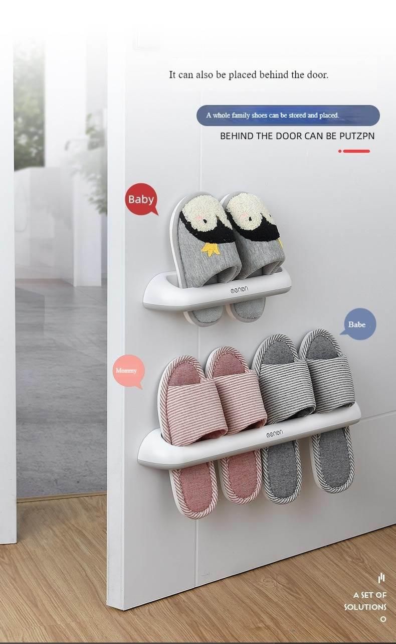 Bathroom Punching Free Wall-Mounted Slipper Storage Rack