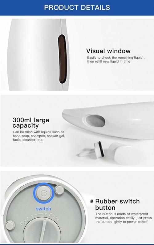 Touchless Sensor Soap Dispenser 300ml, Smart Hand Sanitizer Soap Dispenser, Restaurant Automatic Soap Dispenser, Bathroom Automatic Soap Dispenser