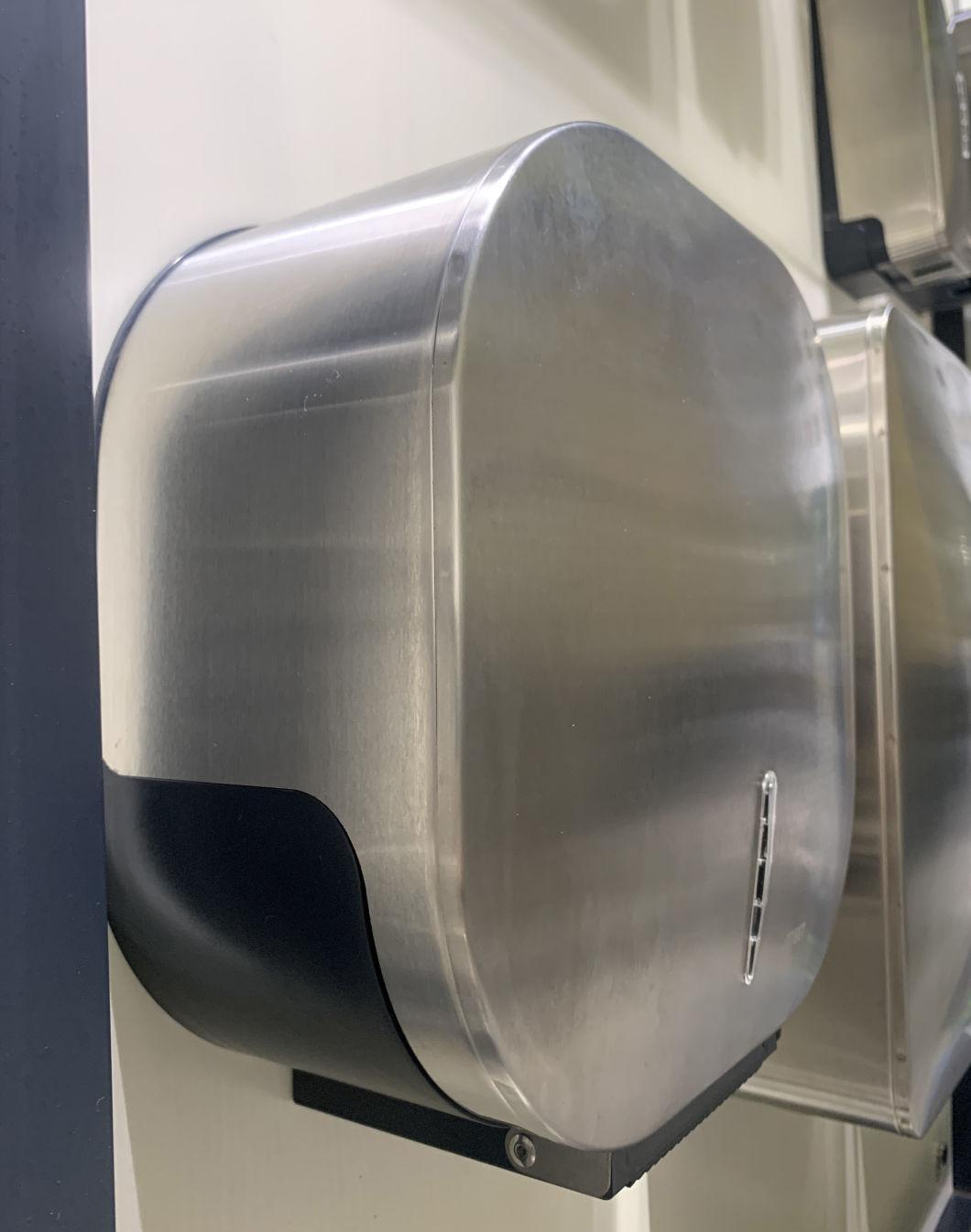 New Design Bathroom Accessories 304 Stainless Steel Wall Mounted 400 Meters Satin Paper Jumbo Roll Paper Towel Dispenser
