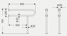 Bnh-19010 Stainless Steel 2-Piece Sets of Grab Bar Safety Handrail