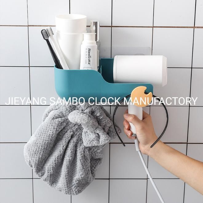 Multifunction Wall Mounted Rack for Hair Dryer and Toiletries