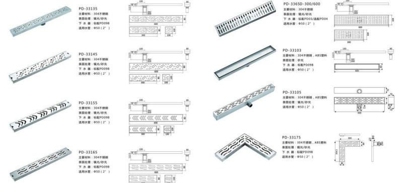 Concealed Style Hotel Shower Room Bathroom Long Stainless Steel Floor Drain