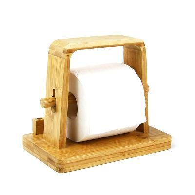 Bamboo Toilet Roll Holder Wooden Creative Wall Mounted Creative Tissue Box Tray Holder Paper Towel Holder