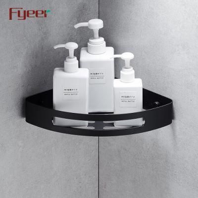 Fyeer Bathroom Accessory Matt Black Aluminum Corner Shelf