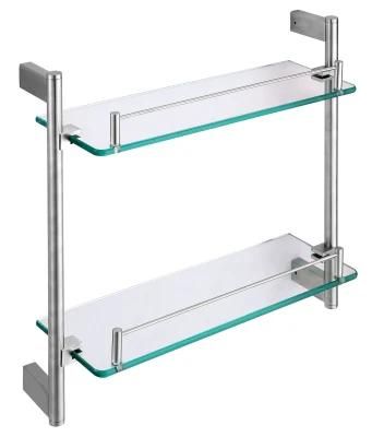 Flat Base SUS 304 Wall Mounted Double Glass Shelf