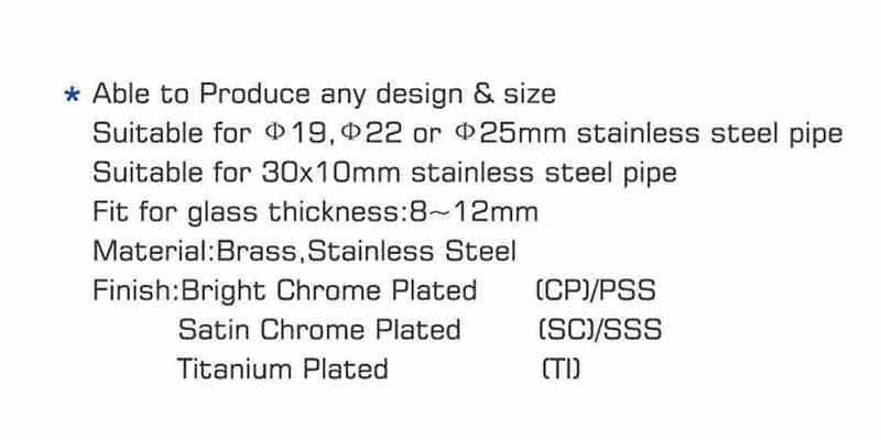 Hi-924 Brass Shower Pipe Bar Connect Fittings Glass Clamp 19/22/25mm Pipe Tube Connector