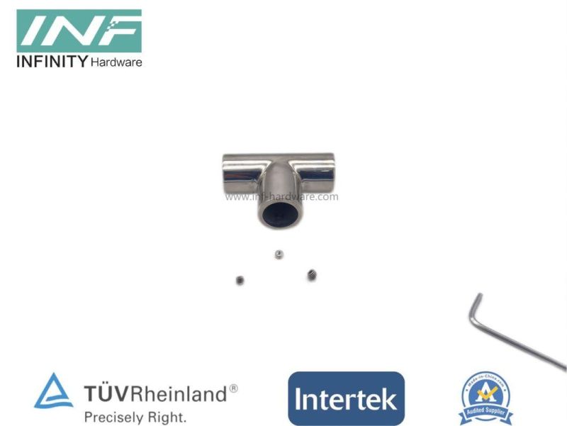 Brass and Stainless Steel 3 Ways Tube to Tube T Tape Connector for Glass Fitting with Adjustable Function