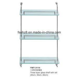 3 Layers Bathroom Accessory Ss Glass Shelf with Rail (YMT-3114)