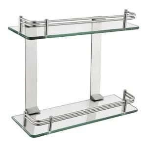 Luolin -Saver in Future- Bathroom Double Glass Shelf Glass Rack, Corner Rack Rectangle Shower Shelf, Shower Caddy Bath Tray Glass Ware, 27240-14