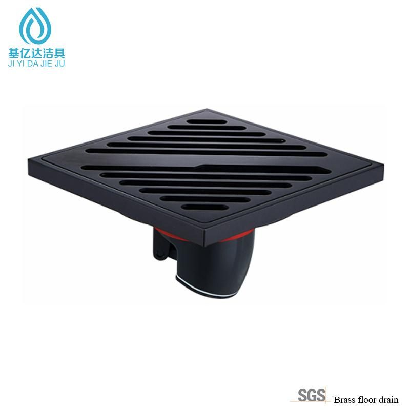 Hot Selliing Matte Black Square Floor Drainer Bathroom Shower Drainer Brass Shower Waste Floor Drain Clean Room Floor Drain Dual Floor Drain Jyd4089d