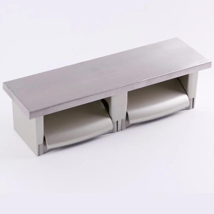 Bathroom Kitchen Storage Stainless Steel Toilet Paper Holder with Shelf
