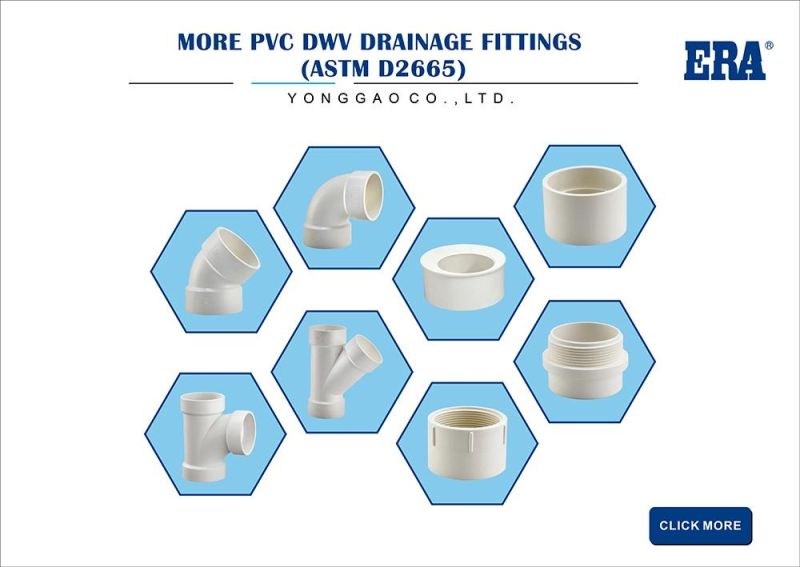 Era China Factory Good Quality ASTM D2665 PVC Drainage Water Pipe Fittings Y Tee 1-1/2′′