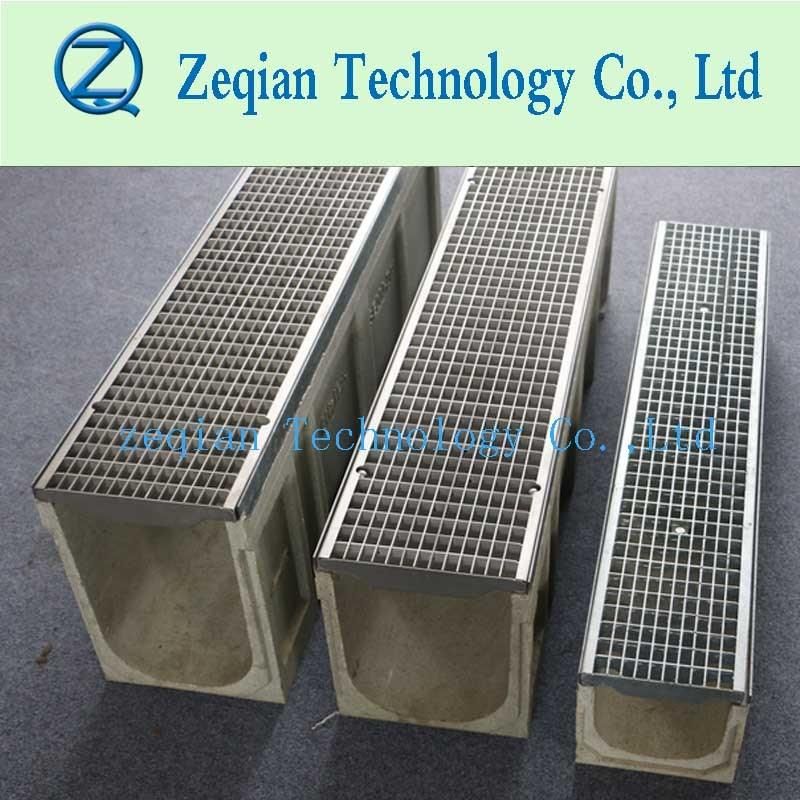 En1433 Standard Polymer Concrete Trench Drain with Galvanized or Ss Grating