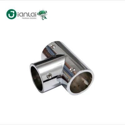 19mm T Shape Tee Stainless Steel Round Pipe Connector Clothes Hanger Fittings
