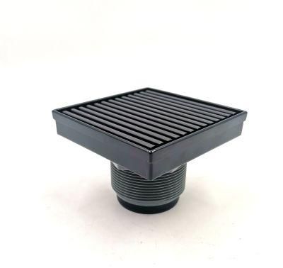 Brass Square Shower Drain with Elegant Matte Black Color