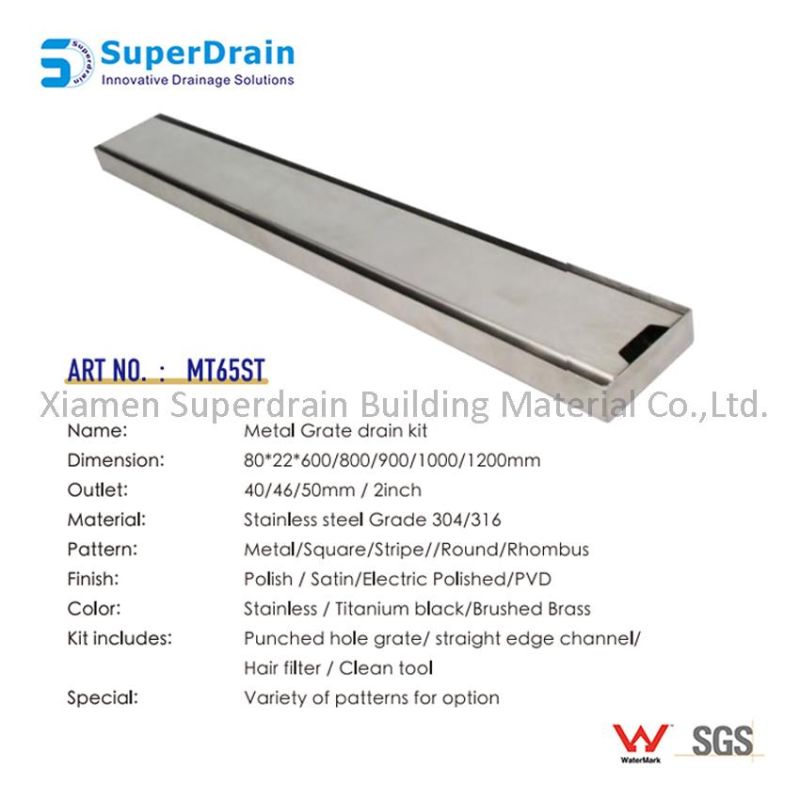 Suditek China SUS 304 316 Linear Drain Metal Grating Drain Kit
