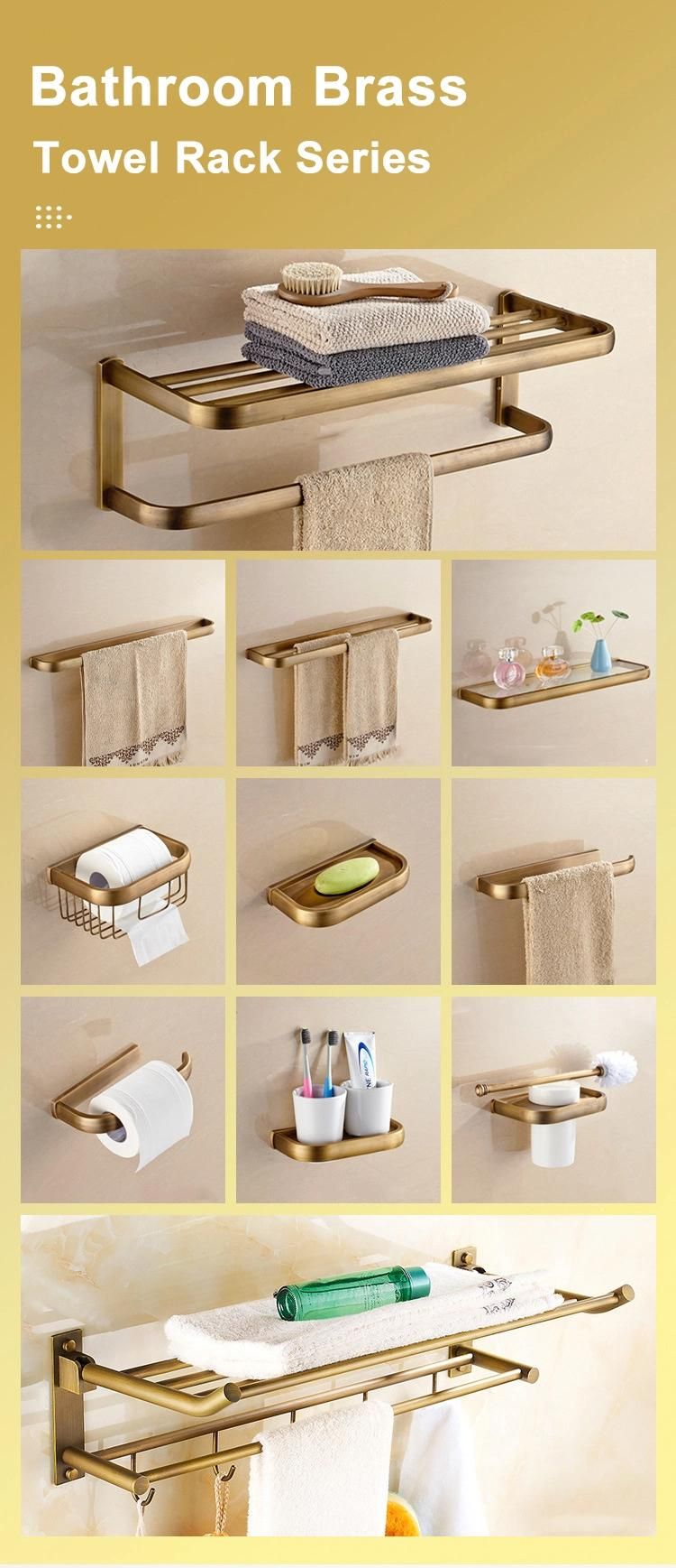 Wall Mounted Bathroom Antique Brass European Elegant Vintage Hotel Towel Rack