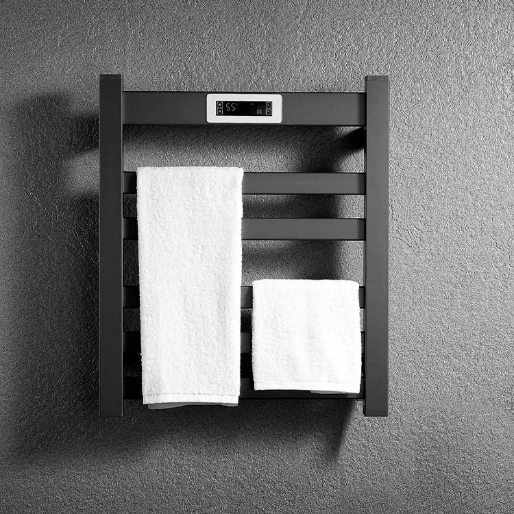 Kaiiy High Quality Bathroom Accessories Matt Black Intelligent Constant Temperature Electric Heated Towel Rack