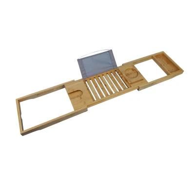 Adjustable Natural Wood Bamboo Bath Tub Organizer Bathtub Caddy Tray