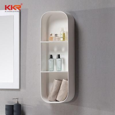 Polished White Solid Surface Bathroom Wall Shelf