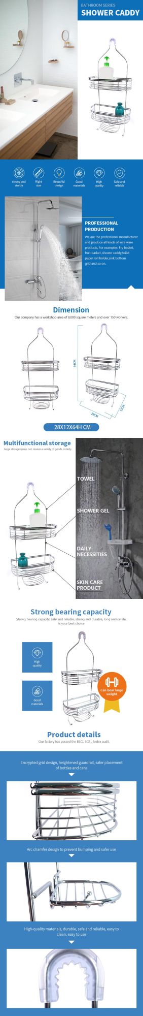 Bathroom Accessory Hanging Shower Head Storage Shelving Caddy Organizer