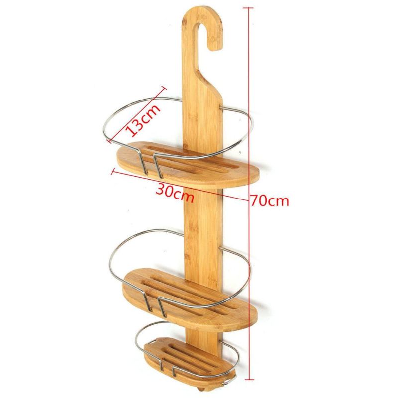 Shower Caddy Bamboo Shower Rack Wall Caddy Bath Bathroom Storage Hanging Holderbt-6101