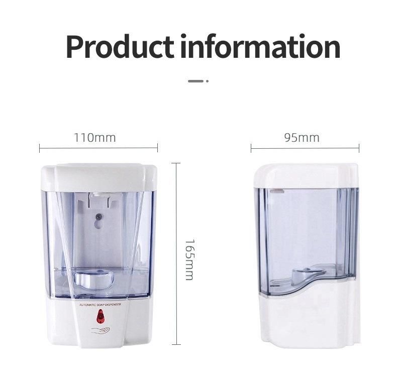 Wholesale  Sensor Public Washroom Hand Sanitizer Dispenser Touchless Sensor Wall Mounted Liquid Soap Dispenser Large Capacity700ml Adapter/ Battery Powered