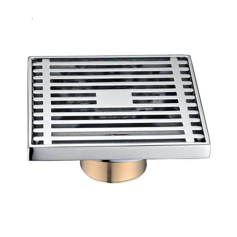 Chrome Plated Floor Drain Solid Brass Bathroom Shower Drainer 10*10cm