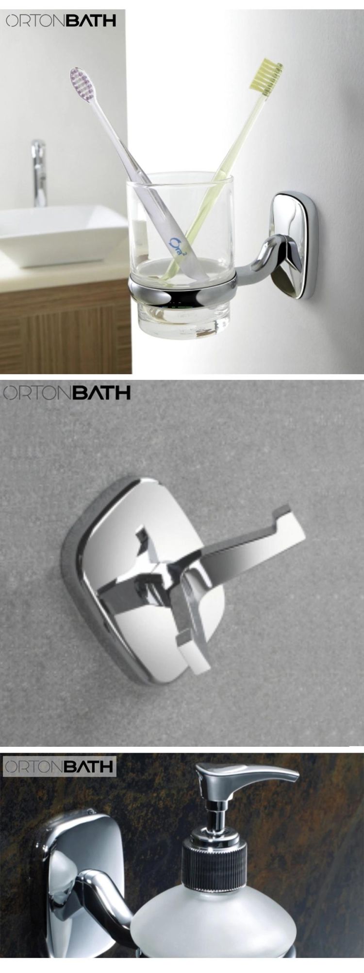 Rectangular Brass Zinc Alloy Base Bathroom Accessories with Robe Hook Tumbler Soap Holder Dispenser
