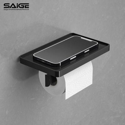 Saige ABS Plastic Wall-Mounted Tissue Paper Holder with Phone Shelf
