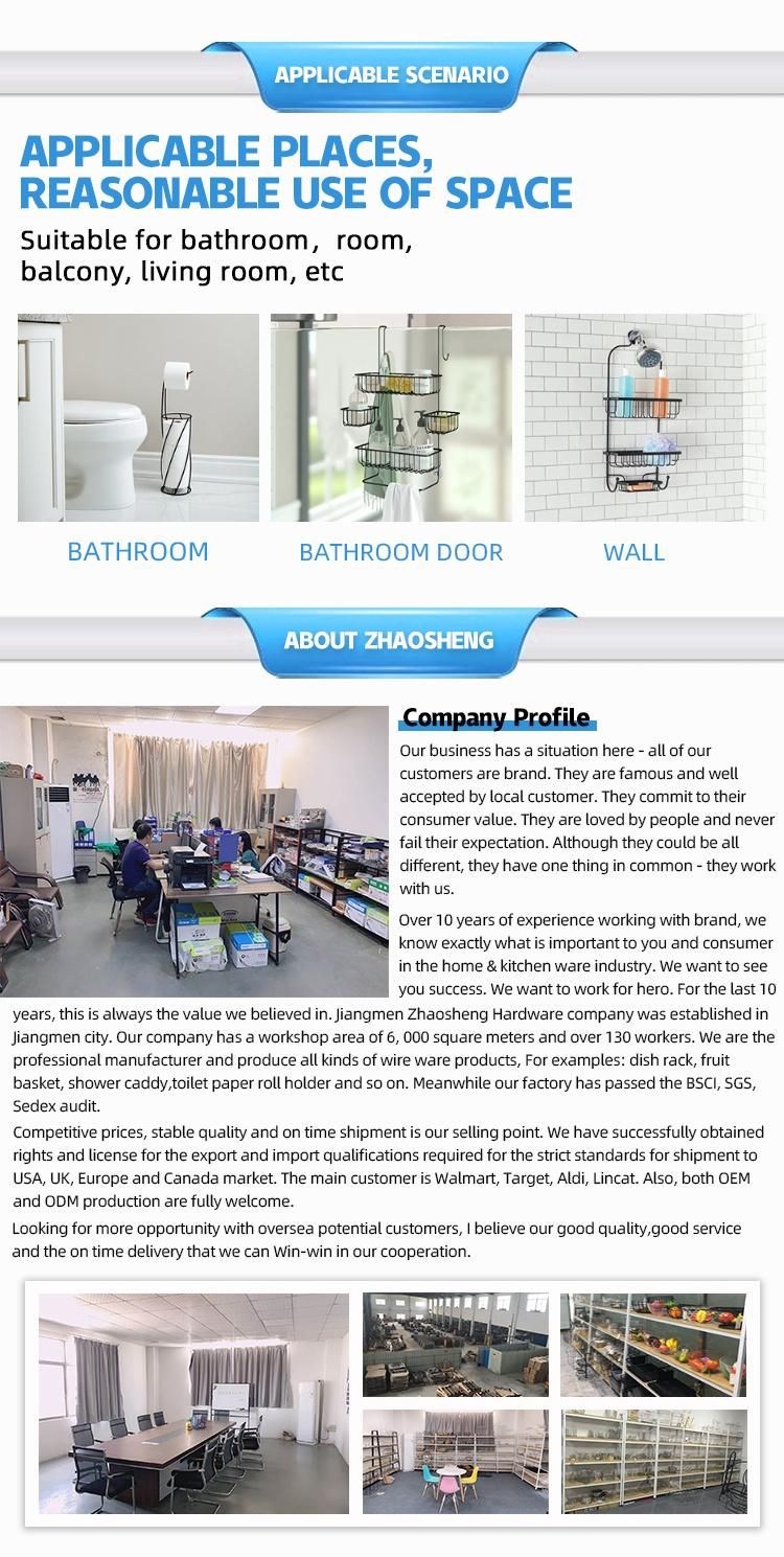 Household Storage Bathroom Shelf Wall-Mounted No Drilling Hanging Mesh Shower Caddy Basket Bathroom Caddy