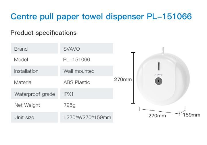 Svavo New Coming Plastic Center Pull Toliet Tissue Dispenser