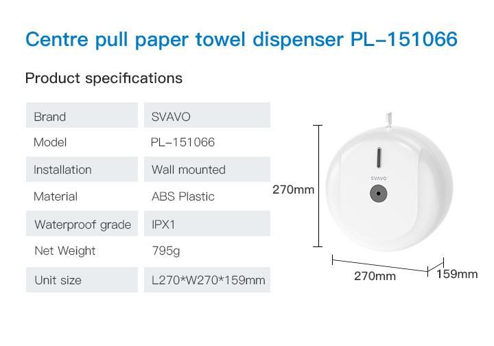 Svavo New Coming Plastic Center Pull Toliet Tissue Dispenser