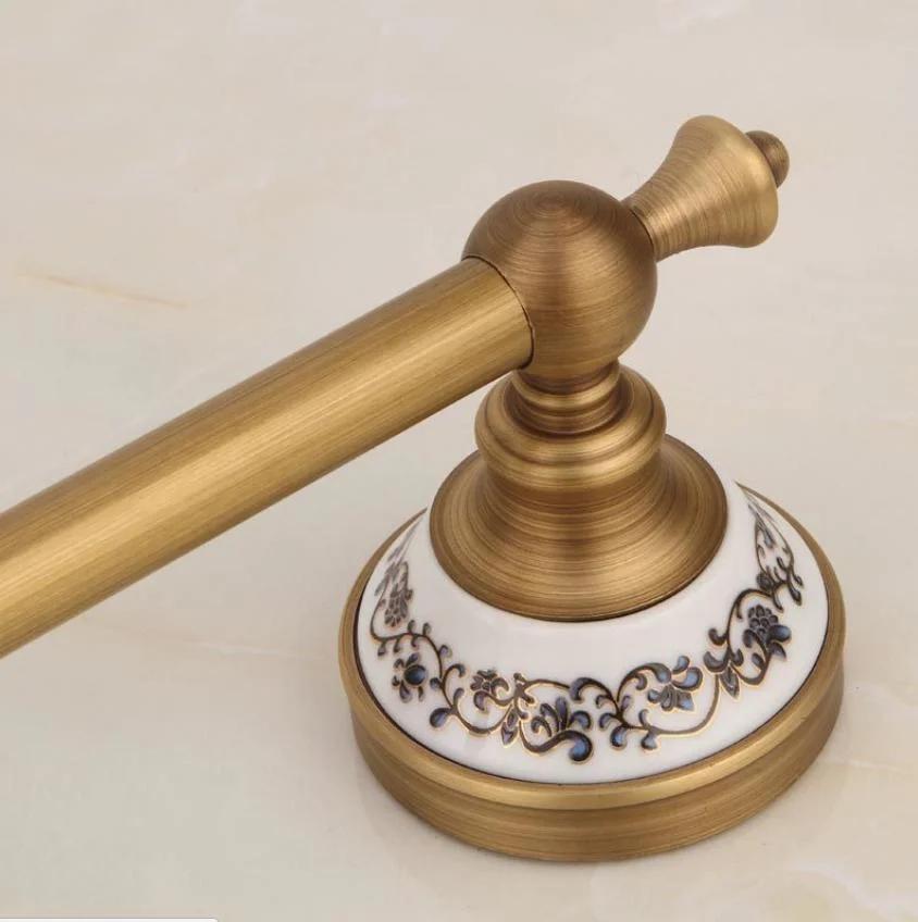 Fyeer Antique Brass Single Towel Bar with Ceramic Base