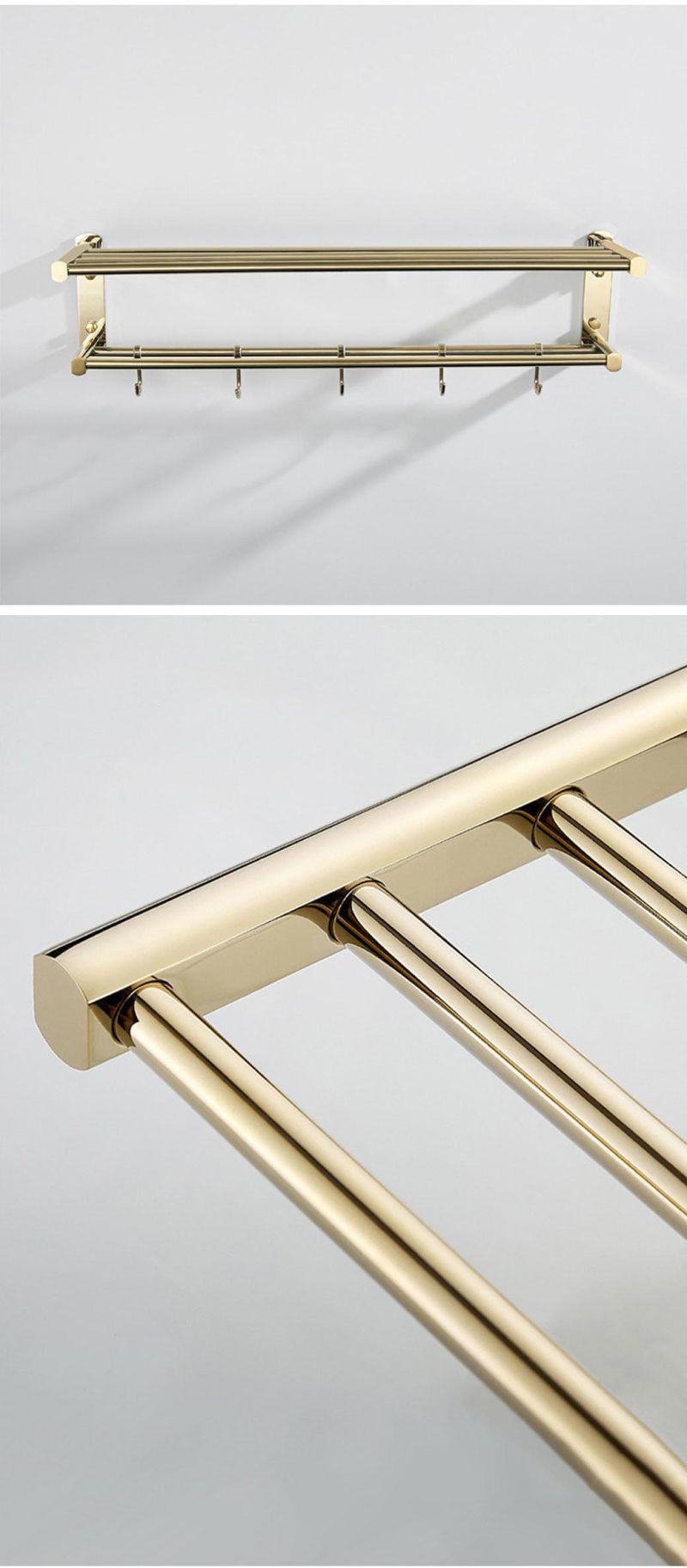 Bathroom Full Copper Gold Movable Towel Rack