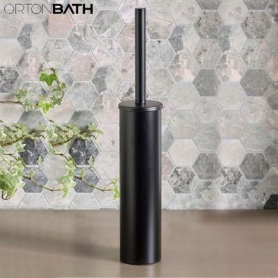 Ortonbath Luxurious Matt Black Silicone Toilet Cleaning Brush Floor Standing Silicone Wall Hung Toilet Brush Holder