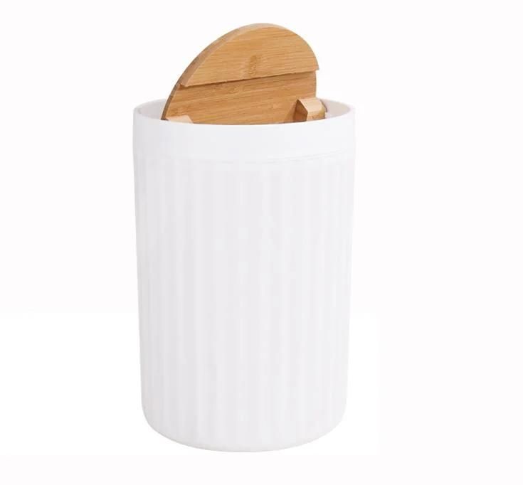 Eco-Friendly Six-Pieces Household White Bamboo and Plastic Hotel Bathroom Accessories