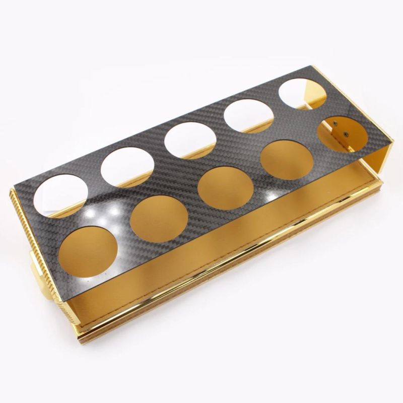 Hotel Supplier 10holes Tabletop Carbon Fibre Leather Glass Cup Holder