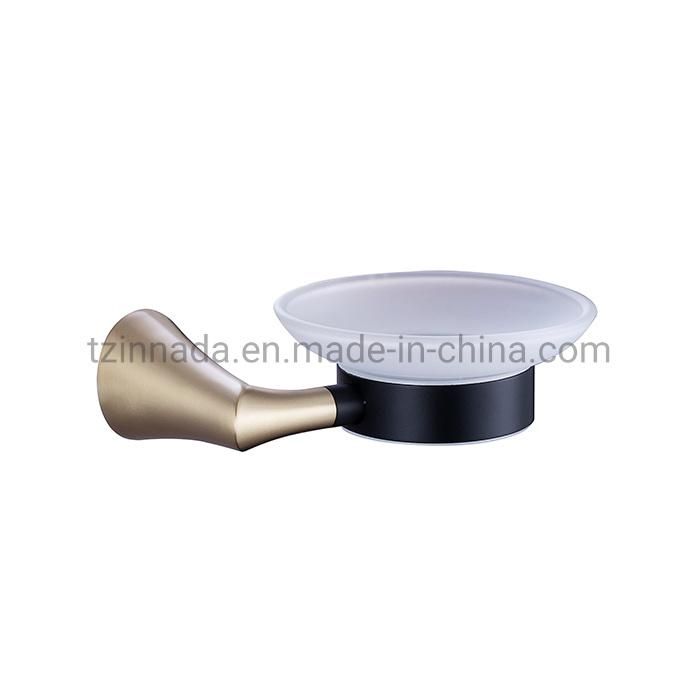 SUS304 Gold and Black Wall-Mounted Round Soap Dish Holder (NC9003-GB)