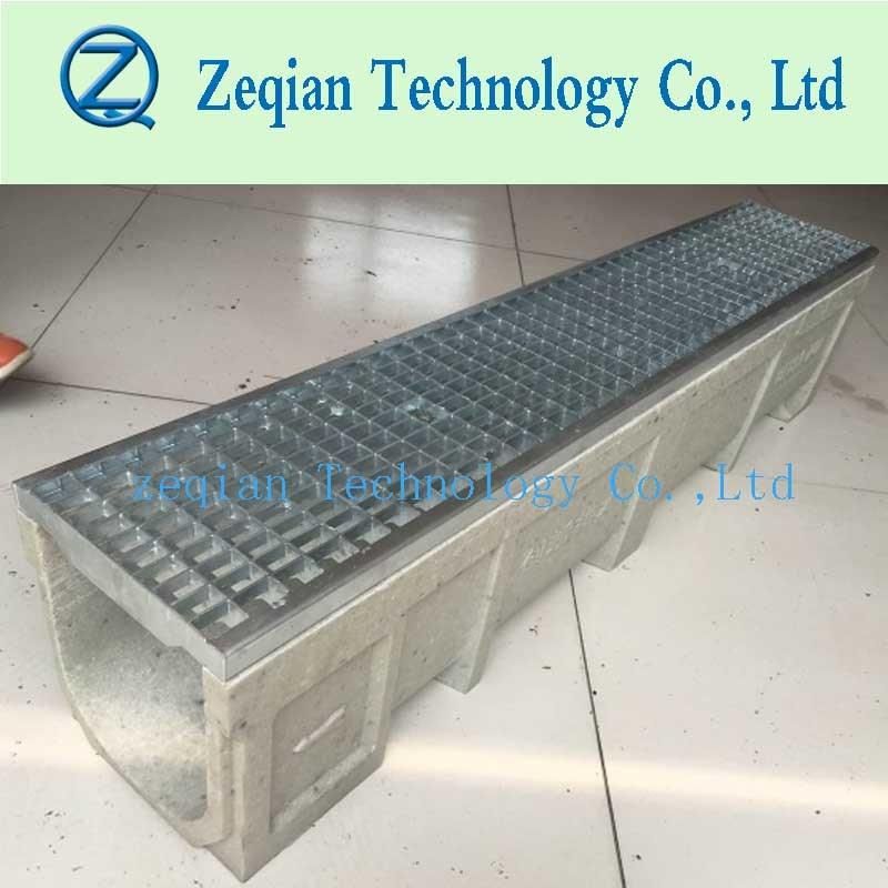 Walkway Polymer Drain Trench with Steel Grating Cover