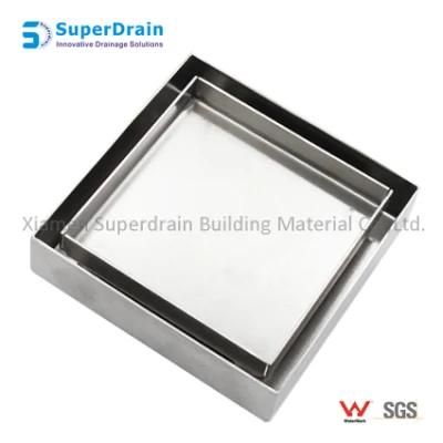 Anti-Odor Tile Insert Invisible Square Grate Stainless Steel Shower Drain