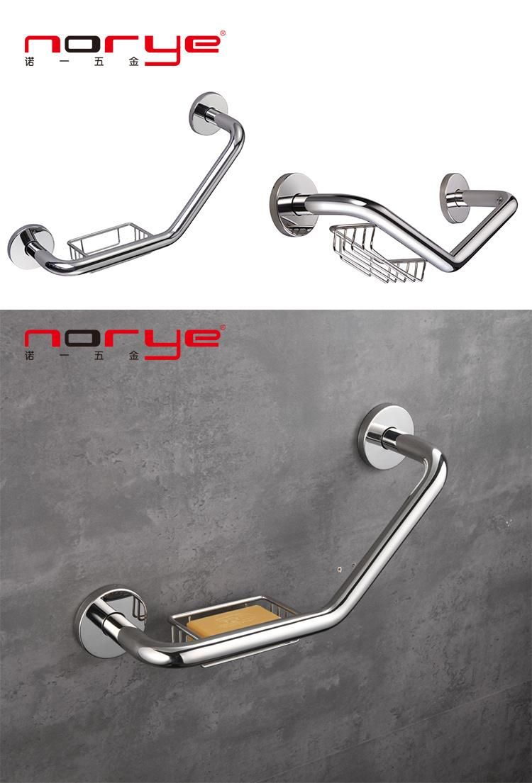 Stainless Steel 304 Material Disabled Bathroom Handicap Grab Bar with Basket Soap Dish