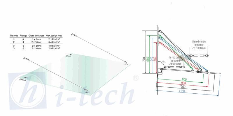 Hi-247 Canopy Fittings Connection with Glass Glass Canopy for Doors and Windows/Awning Fittings