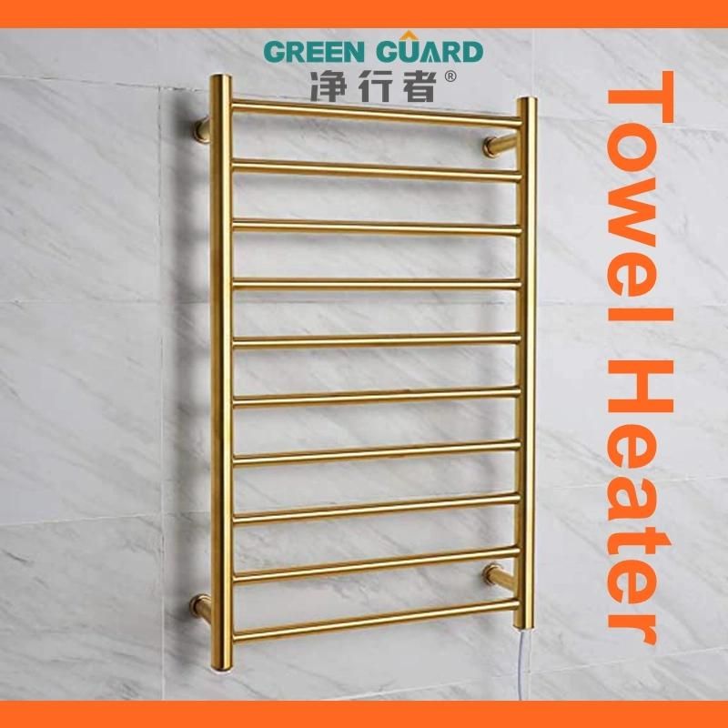 High End Quality Gloden Polish Chromed SUS Tube Towel Warming Rails Towel Heater