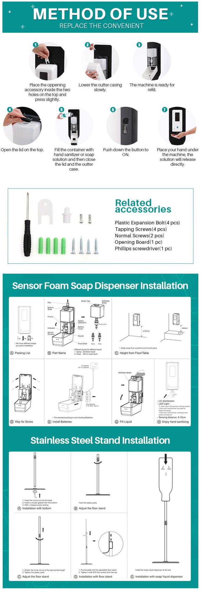 Equipsafe Advertising Automatic Touchless Sensor Hand Sanitizer Dispenser with Stand