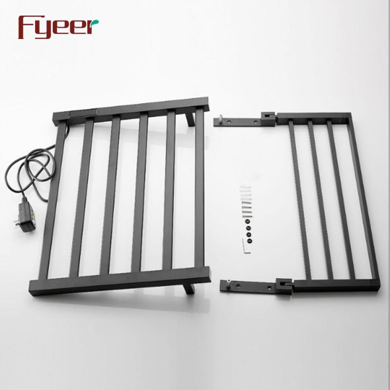 Fyeer Bathroom Accessory Wall Mounted Towel Warmer Matt Black Electric Heating Towel Rail Rack