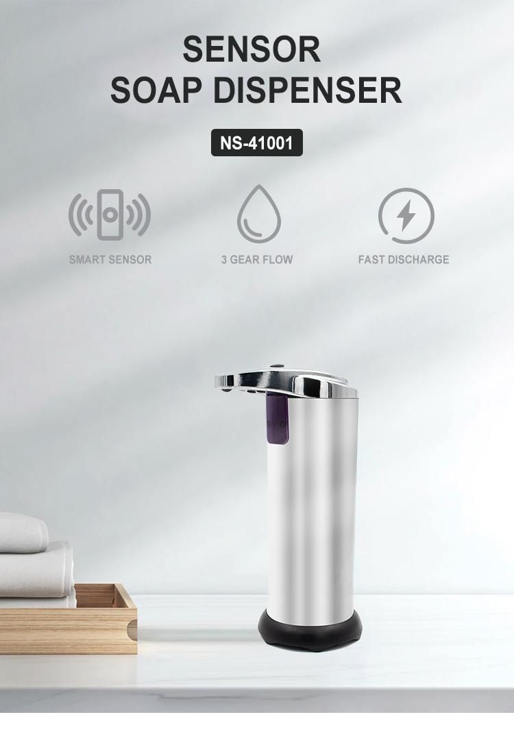 Portable Stainless Steel 304 Touchless Auto Motion Sensor Liquid Automatic Soap Dispenser for Hand Cleaning Disinfection