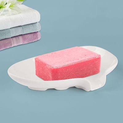Custom Ceramic Porcelain Bathroom Accessoires Set White Tray Soap Holder Dish