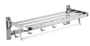 Folding Towel Rack Shelf with Towel Rail and Hooks