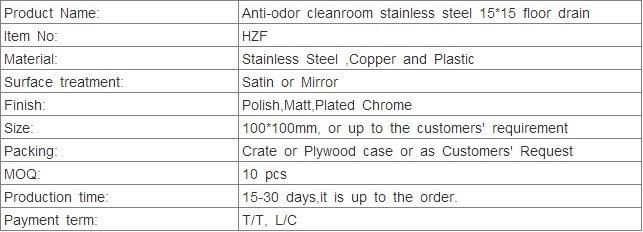 Anti-Odor Cleanroom Stainless Steel Floor Drain